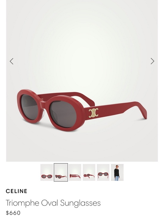 Celine Accessories - Celine Triomphe Oval Sunglasses in Red with Gold Logo